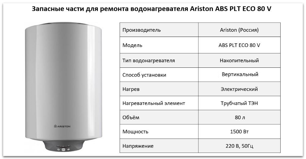 Купить запчасти Ariston ABS PLT ECO 80 V в Сургуте